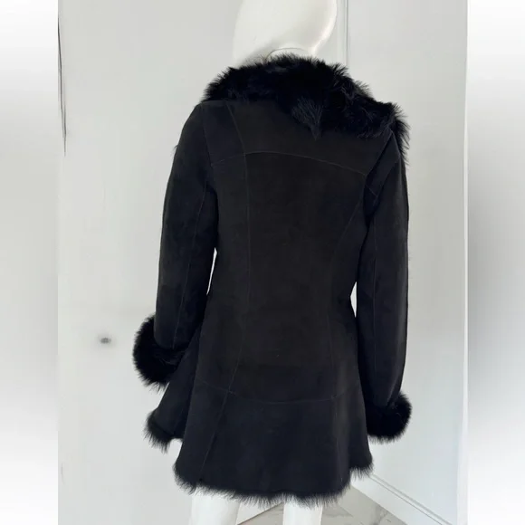 HSO Collection Black dyed Shearling Lamb Fur Jacket Size 6 - Picture 6 of 17